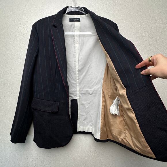 Piazza Sempione Colorblock Pinstripe Blazer Black/Red Women US 12 - Picture 5 of 16